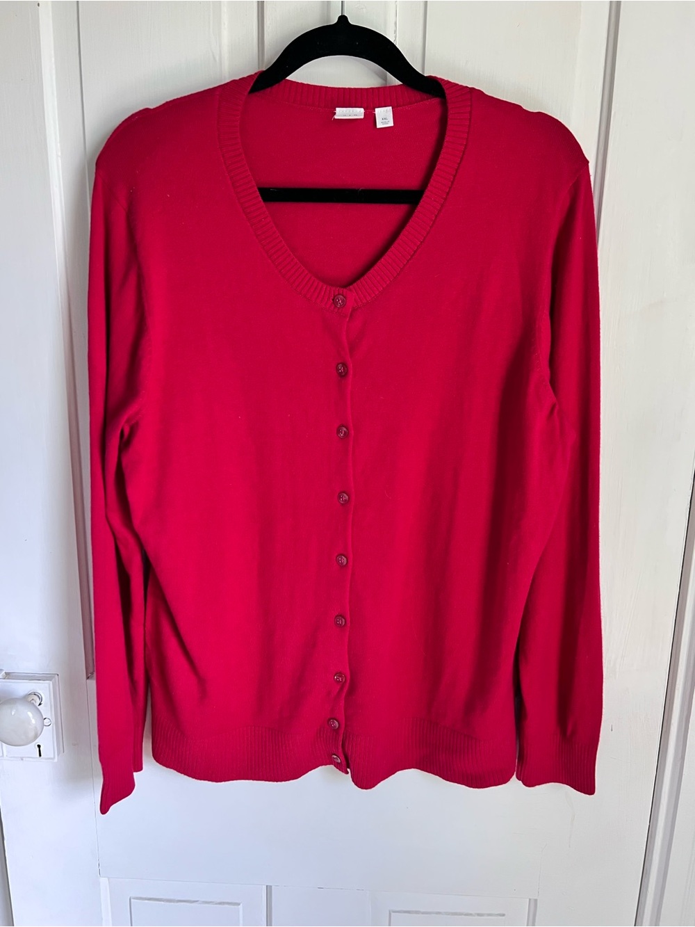 GAP Women’s Bright Red V‑Neck Button Cardigan size XXL